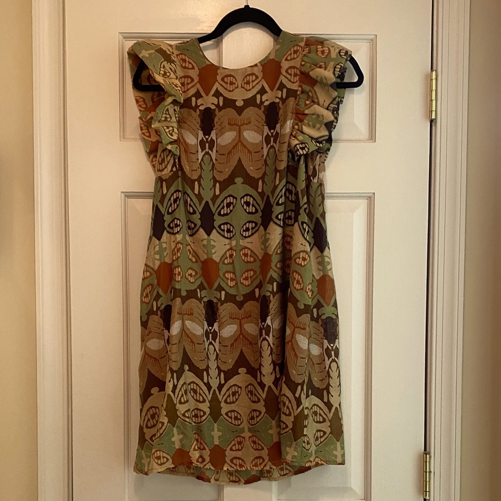 Kids Patterned Dress - Brown and Green